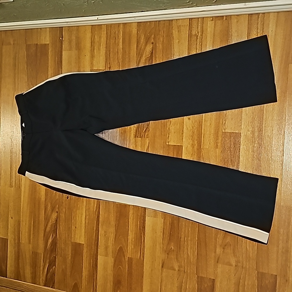 Banana republic navy blue with a cream stripe trousers